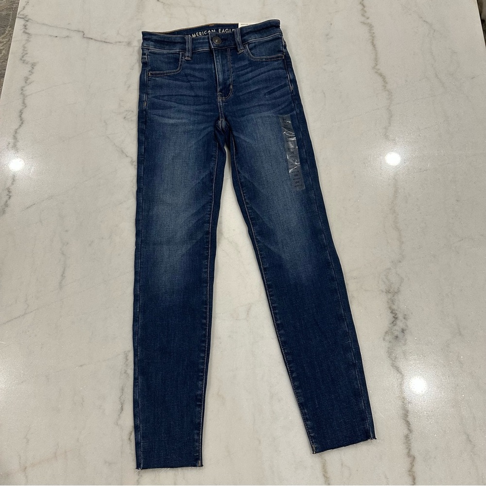 American Eagle High rise Next Level Skinny Jeans Jeggings crop medium wash 24 00